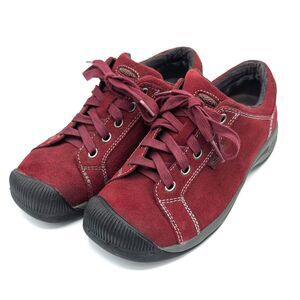 KEEN Reisen Lace Up Sneakers Shoes Dark Red Zinfandel Suede Womens Size 6.5